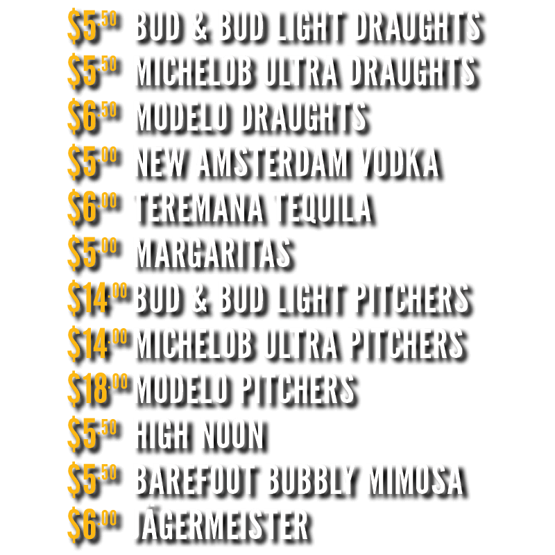 Football drink specials starting at just $5