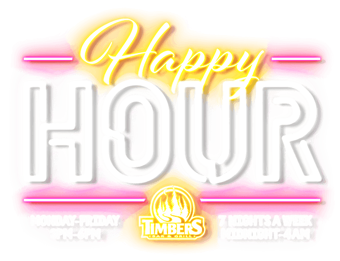 Happy Hour logo and times